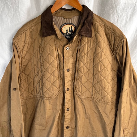 Woolrich Sportsmen Shooting Shirt Mens XL Insulated Pads Hunting Khaki Brush Top - Picture 2 of 16
